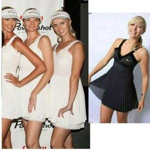 NWT Nike WHITE Maria Sharapova tennis dress w/ Bra pleated Skirt L Large